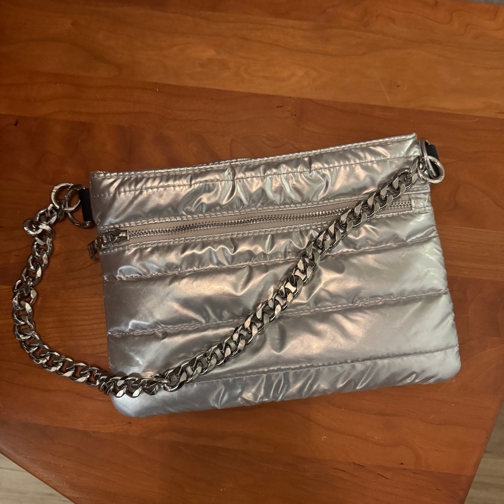Ahdorned Silver Chain Puffer Purse